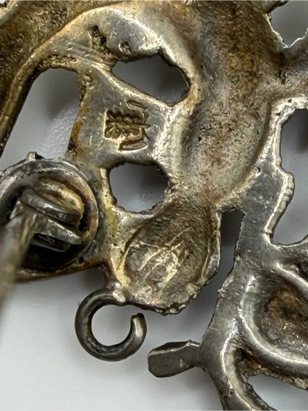 Antique Italian 800 Silver Florentine Lily Peruzzi Satyr Mask Brooch Pendant